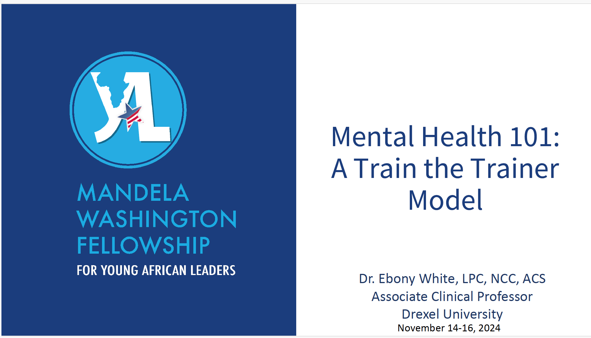 Mental Health 101: A train the trainer model